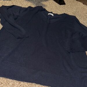 Crown & Ivy classic navy blue supersoft v-neck sweater (2X) - NWOT!